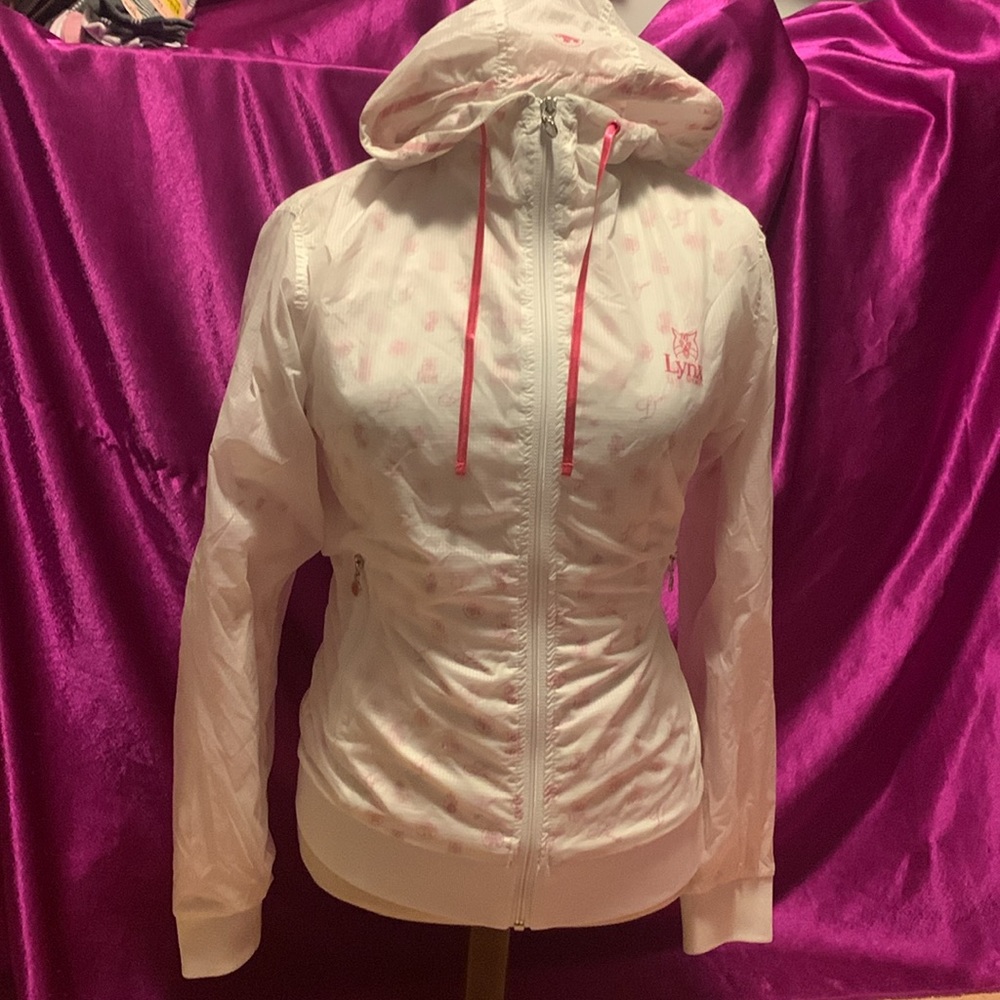 Links, sports, white and pink double layered warm jacket, size extra small